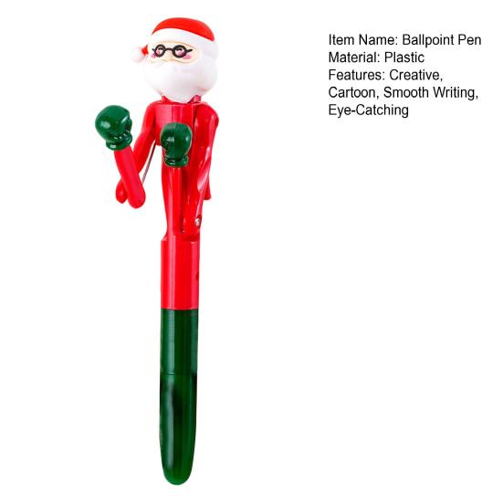 Christmas Creative Boxing Pen with Moving Figure Fun Animated Novelty Ballpoint Pen Students Stress Relief Neutral Pen for Office Gag Gifts