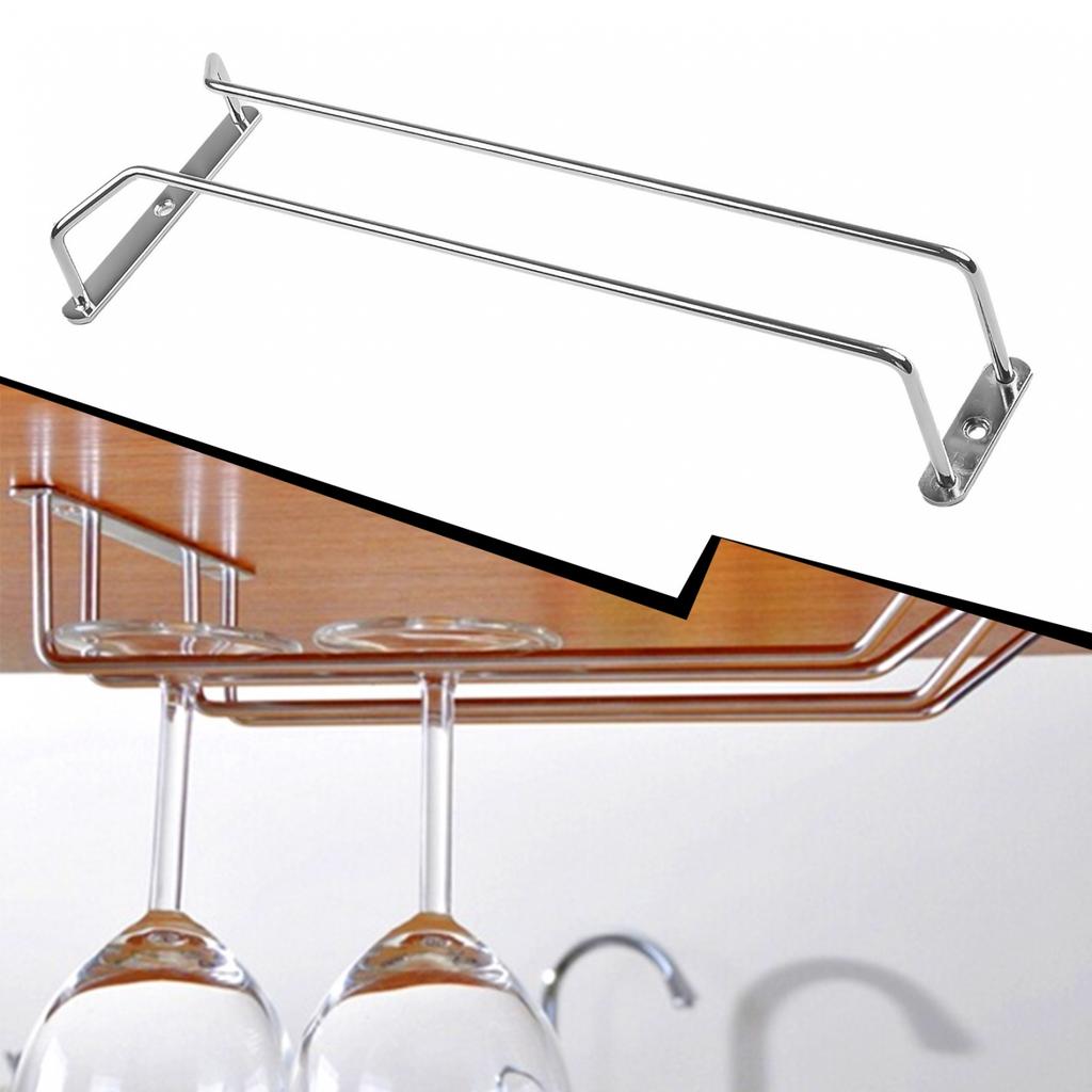Silver Wine Glass Rack Cup Holder Shelf Organizer Display Stainless Steel Hanger