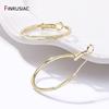 Новые Модные Крупные Серьги-Кольца из Латуни с Покрытием 14K Золотом Для Женщин Большие Круглые Серьги-Петли Вечерние Украшения Подарок