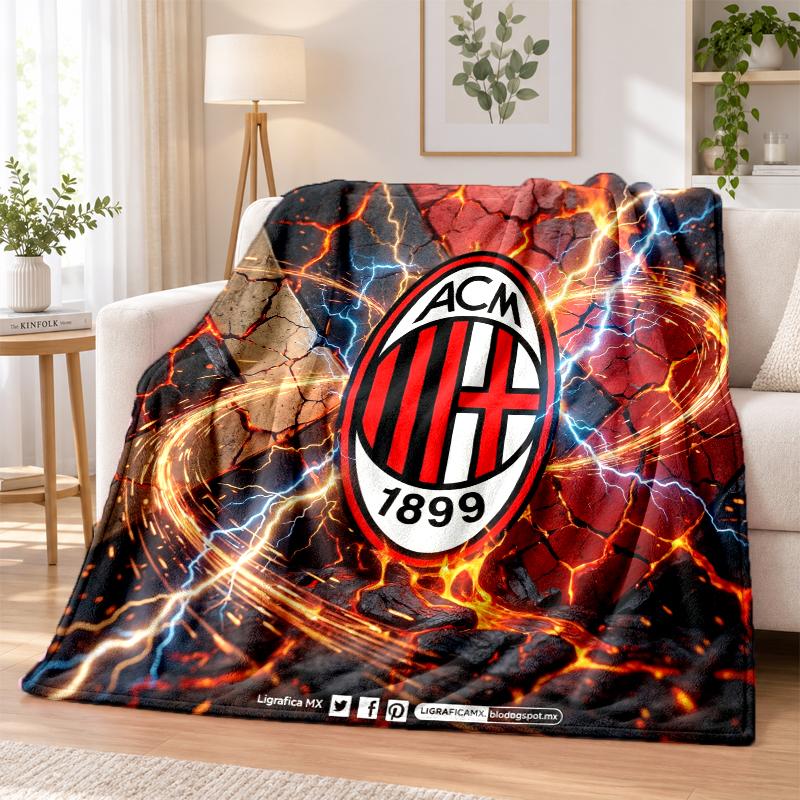 AC Milan Printed Flannel Blanket Warm Comfort Bed Throw For Indoor Home Decoration
