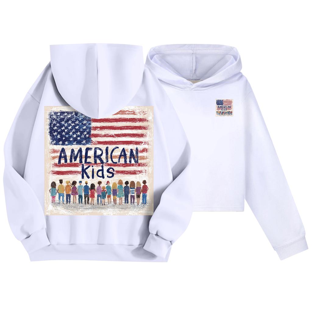 Детская повседневная модная толстовка с капюшоном и длинными рукавами с принтом американского флага