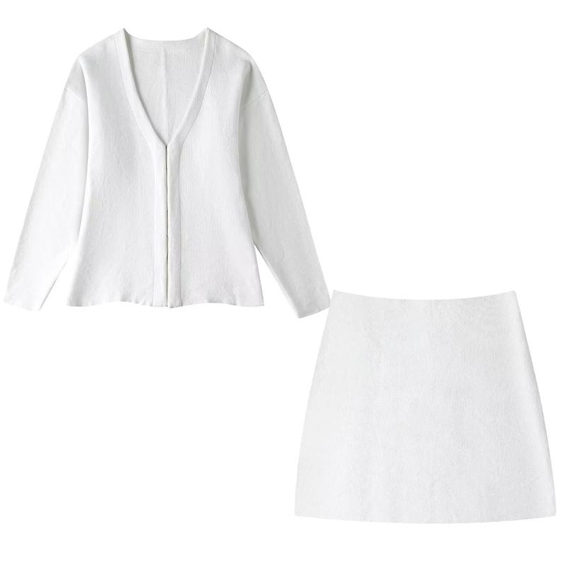 Модные трикотажные юбки для женщин, элегантные топы с V-образным вырезом и рукавами-фонариками, комплект мини-юбок для уличной леди