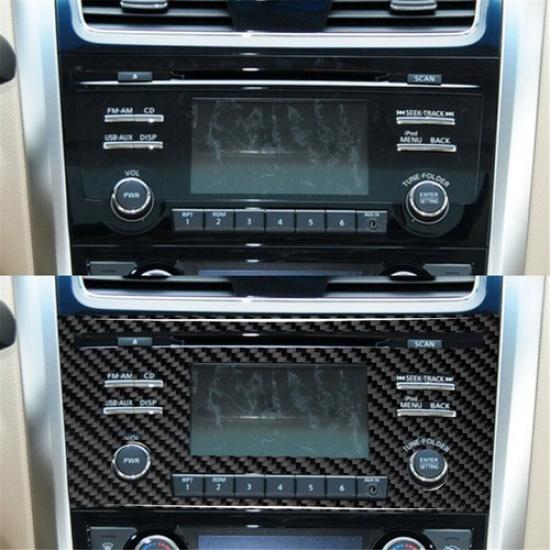 Carbon Fiber Interior Radio Console Cover Trim For Nissan Altima Sedan Type A