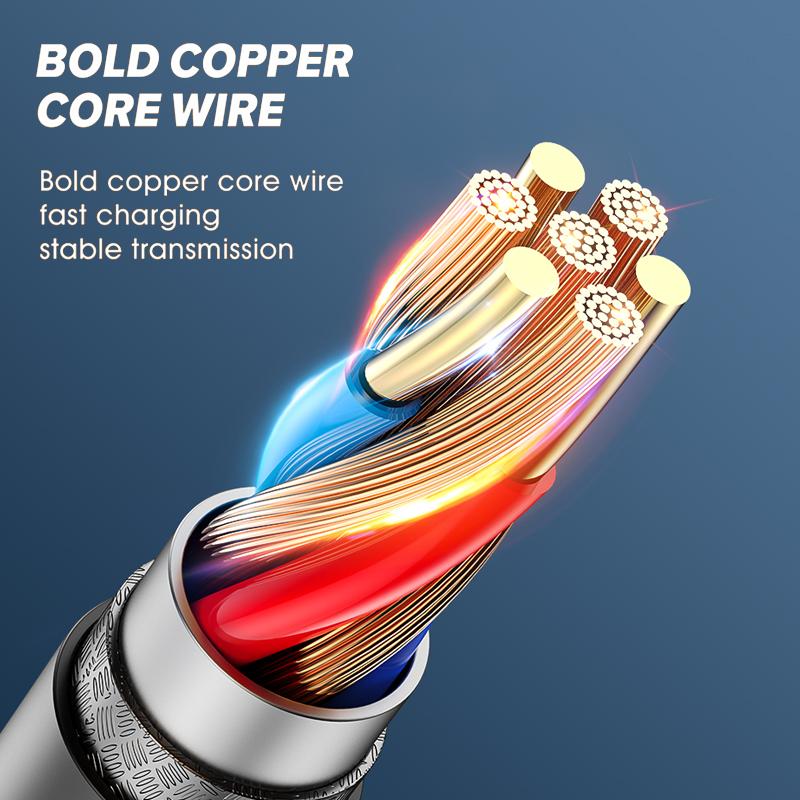 QOOVI Кабель для быстрой зарядки 3 в 1, Micro USB/Type-C/Lightning
