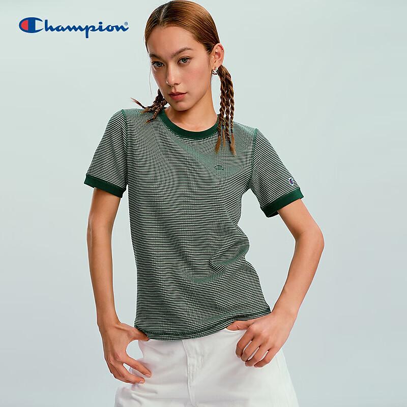 Champion Women's Retro Striped Slim-Fit Embroidered T-Shirt