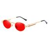 SHAUNA Retro Metal Punk Women Sunglasses Spring Leg Oval Rock Shades Men UV400