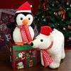 Праздничная подушка-плед со снежинками и плюшевый праздничный набор: Рождественские шары, Конфеты, Белый медведь и Пингвин