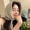 French Style Lace Flower Pattern Triangular Scarf Headband Lolita Silk Scarf Headdress Turban Women'S  Hair Accessories