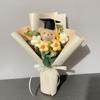 1Pc Little Bear Student Gift Graduation Bouquet DIY Party Decor Mini Knitted Sunflower Plush Toy Crochet Flower