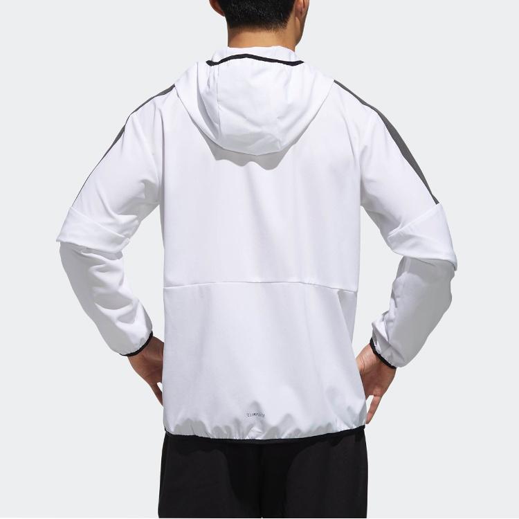 adidas Casual Sports Contrasting Colors hooded Woven Jacket White Men's DV0941