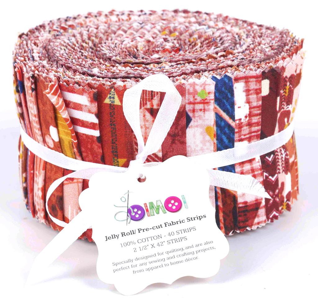 Soimoi 40Pcs Geometric & Texture Print Cotton Precut Fabrics For Quilting Craft Strips 2.5x42inches Jelly Roll -