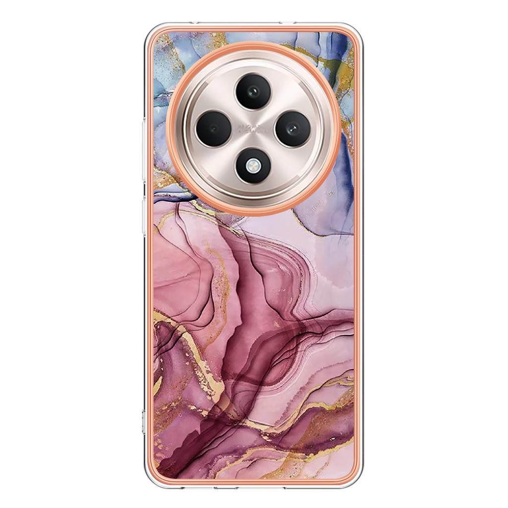 For Oppo Reno12 F 4G/Oppo Reno12 F 5G TPU Case Marble Pattern 2.0mm Electroplating Phone Back Cover