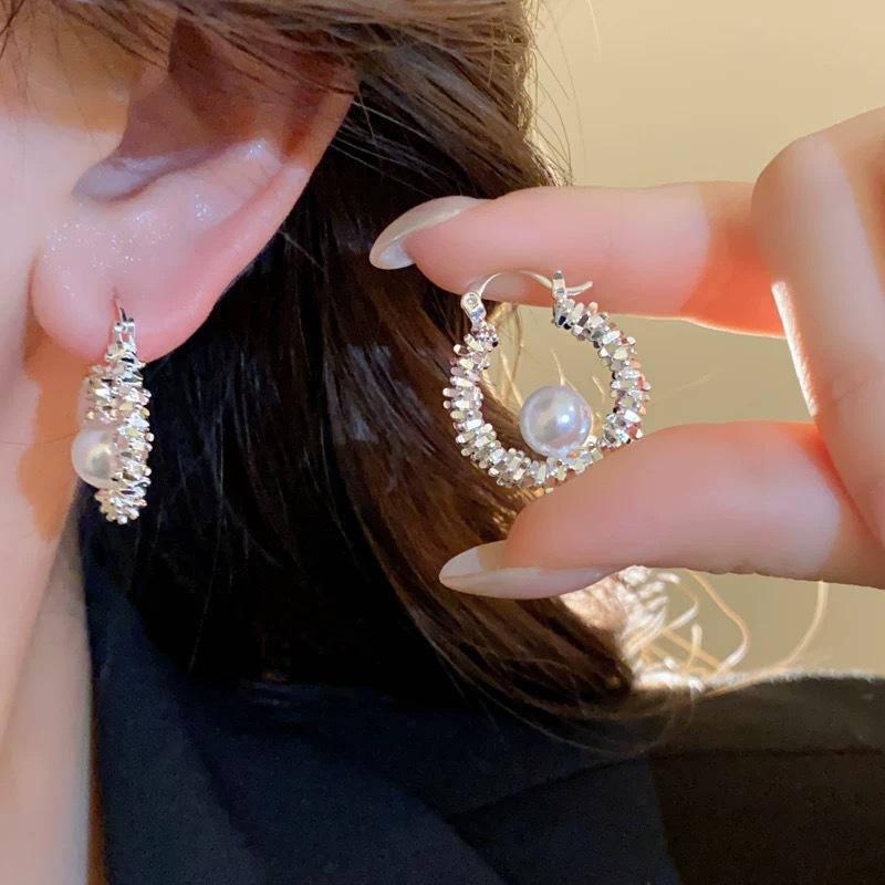 Позолоченные серьги с искусственным жемчугом и цирконом для женщин, подарок для девушки на вечеринку, круглые, с темпераментом, банкетные украшения