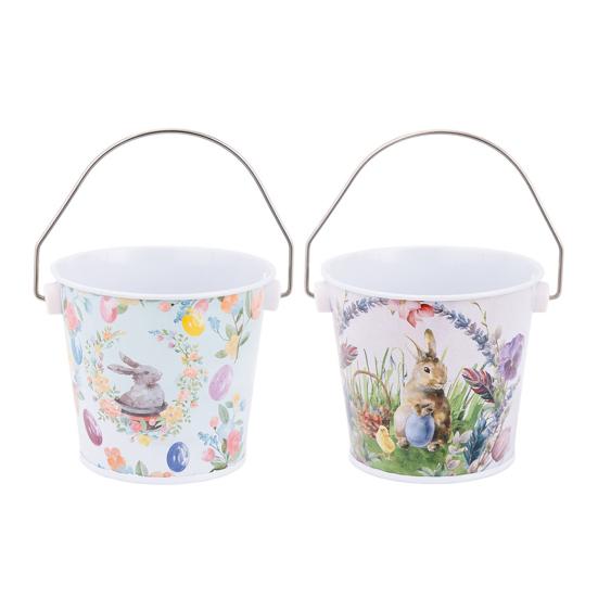 1/2/3/4/5/6 шт. Веселый Пасхальный Кролик Металлическое Ведро с Ручкой Большая Вместимость Пасхальный Кролик Декоративное Ведро для Хранения Конфет и Подарков Принадлежности для Вечеринки