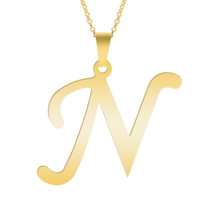 Золотые ожерелья с алфавитом для женщин, ювелирная цепочка на шею, 26 букв, подвески, ожерелье, колье из нержавеющей стали, женский аксессуар