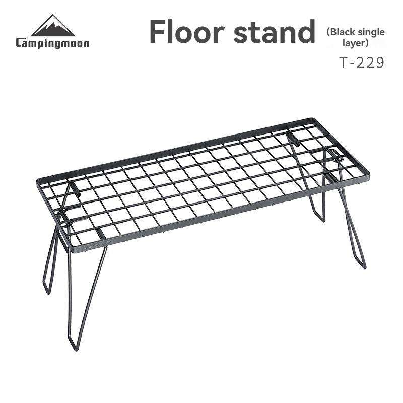 CAMPINGMOON T-229 Outdoor Picnic Iron Combination Storage Rack, Portable Outdoor Camping Folding Table