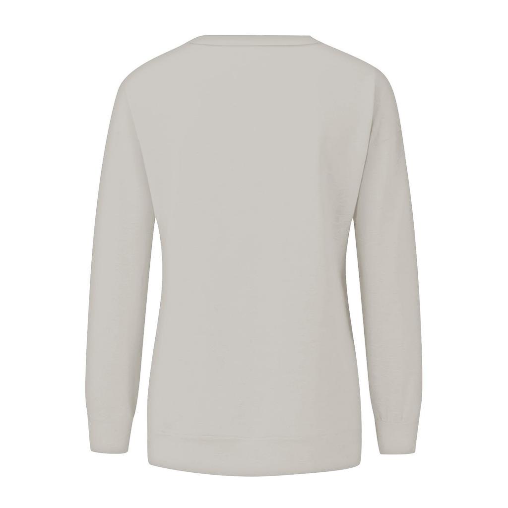 Женская повседневная модная однотонная пуловер с длинным рукавом и круглым вырезом, блузка