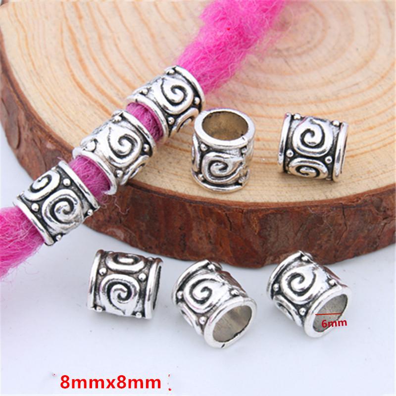5pcs/bag Silver Metal Hair Rings Braid Dreadlocks Bead Hair Cuffs Dread Tube Charm Dreadlock for DIY Hair Accessaries