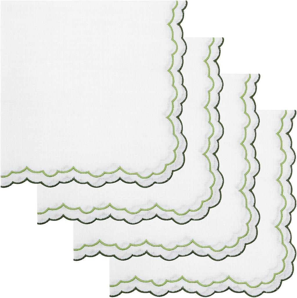 Набор из 6 тканевых салфеток с вышивкой по краю, моющиеся, из полиэстера, для стола, ужина, ресторана, свадеб, мероприятий, вечеринок