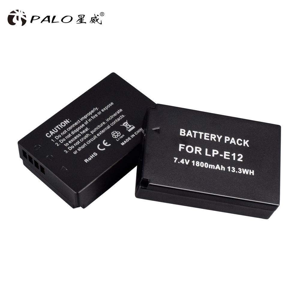 1 упаковка сменных аккумуляторов высокой емкости LP-E12 LP E12 LPE12 (1800 мАч) для беззеркальных фотоаппаратов Canon Rebel SL1, EOS-M, EOS M2, EOS M10