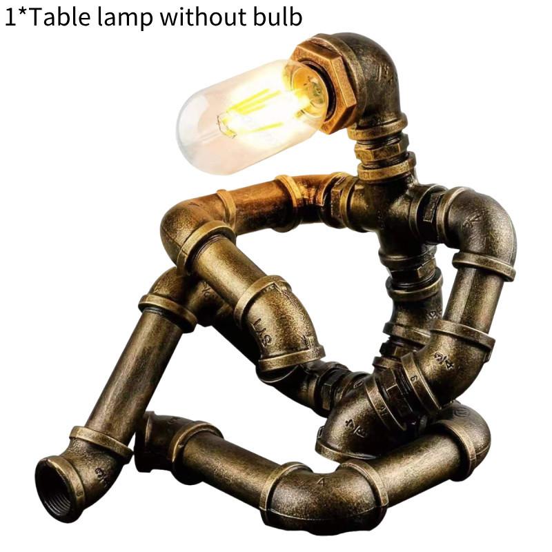 Винтажная промышленная настольная лампа-робот из водопроводных труб Идеально подходит для кофейен и письменных столов