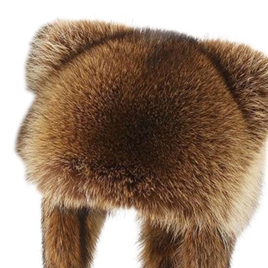 Детская зимняя шапка с завязкой и плюшевым шариком из толстого искусственного меха с рисунком енота на резинке