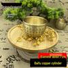 Finely Carved Pure Brass Baifu Copper Cylinder Ashtray Ornament