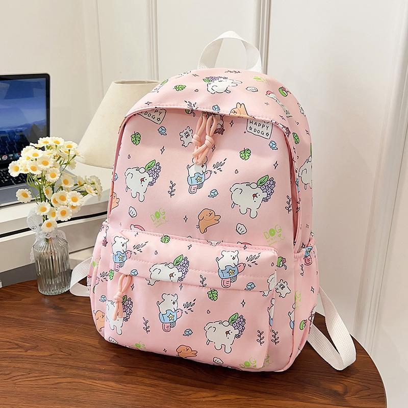 Small Fresh and Versatile Cute Girl Schoolbag Lightweight Cartoon Doodle Large Capacity Backpack for Primary and Secondary School Students