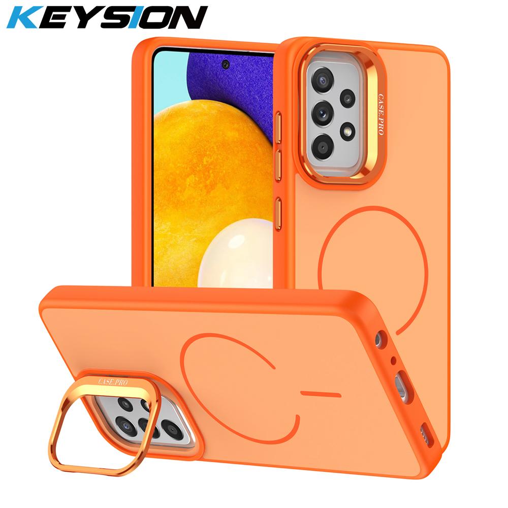 KEYSION Матовый чехол для телефона с покрытием Soft-touch и подставкой для линз, совместимый с MagSafe, для Samsung A52 A52S 5G, магнитный противоударный чехол для Galaxy A13 4G 5G