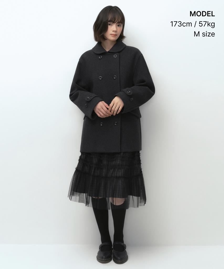 MUSINSA STANDARD WOMAN [Ojesio Collaboration] Cashmere Blend Double Half Coat [Charcoal Gray]
