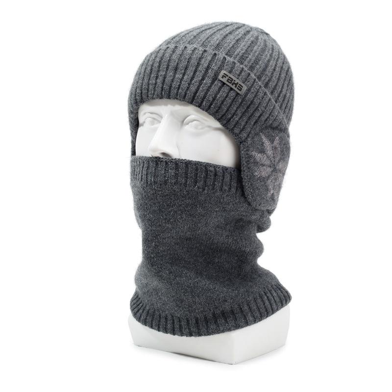 Hat Men'S Winter Fleece Thickened Warm Neck Protector Knitted Hat Men'S Ear Protector Cold-Proof Wool Hat Cycling Pullover Hat