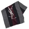 YSL Logo Scarf Rectangle Black Silk Women Used