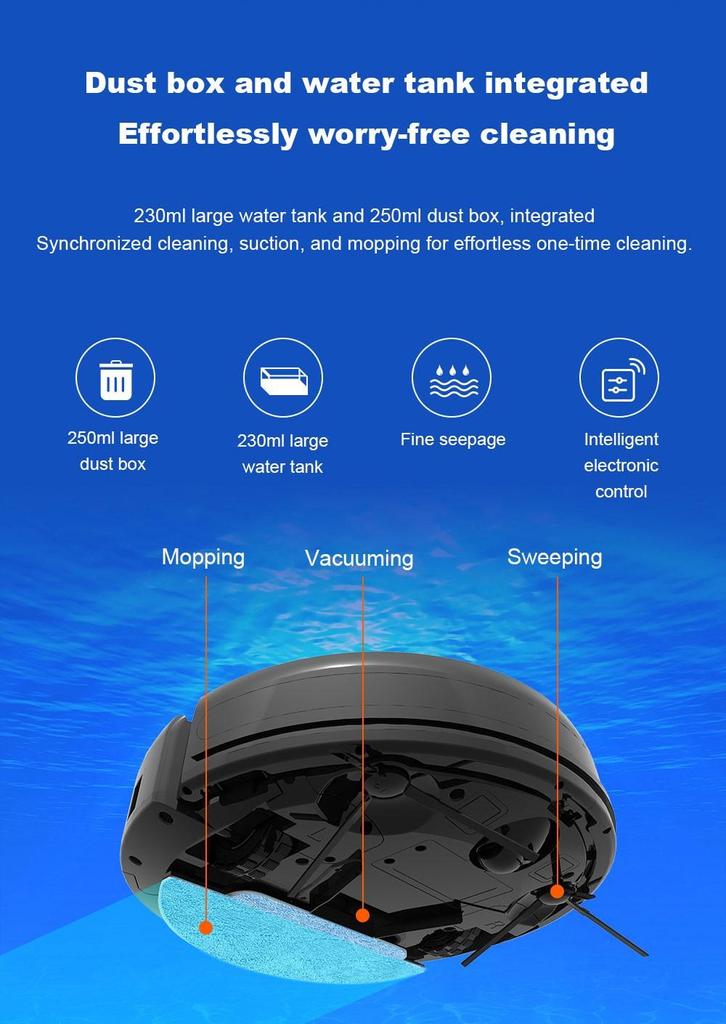 Liectroux L200 Robot Vacuum Cleaner, Max 4000Pa Suction, Smart Mapping, 230ml Electric Control Water Tank