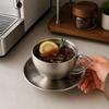 Stainless Steel Coffee Cup Set Heat Resistant Cup Saucer Set Exquisite Coffee Mug  Cafe Accessories