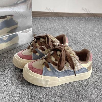 Модная женская повседневная обувь 2025 Весна Новая мода Перекрестная шнуровка Увеличение высоты Платформа Кроссовки Дышащие Удобные Нескользящие Балетки