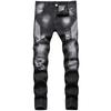 2024 European And American Non Stretch Denim Pants, Regular Black Washed Cotton Mid Waist Men'S Jeans