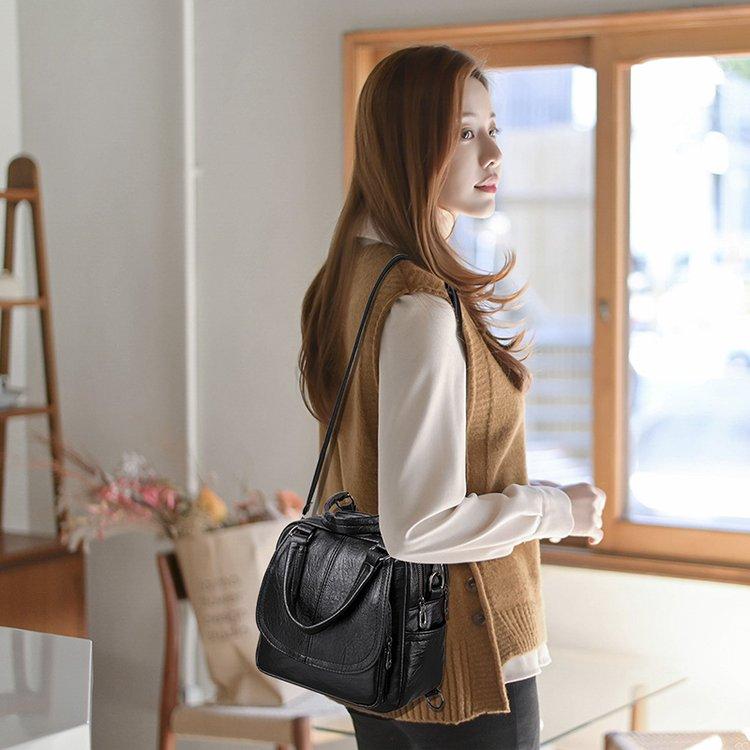 Двухслойный женский рюкзак большой емкости, модный рюкзак, женские сумки из мягкой искусственной кожи, высококачественный многофункциональный дизайнерский рюкзак