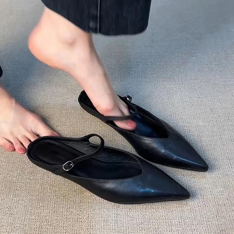 Летние женские мюли-шлепанцы с закрытым носком, модные, неглубокие, слипоны, удобная женская обувь