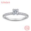 Lindon Classic 925 Sterling Silver Zircon Ring Ladies Jewelry Wedding Promise Party Gift