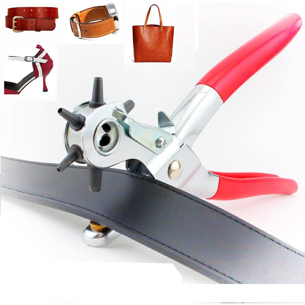 Leather Hole Punch,9" Belt Hole Puncher for Leather Heavy Duty, 6 Size Revolving Leather Belt Hand Hole Puncher