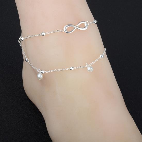 Пляжные сандалии в стиле бохо Barefoot Infinit-y Charm Браслет на щиколотке с бусинами Двухслойный браслет