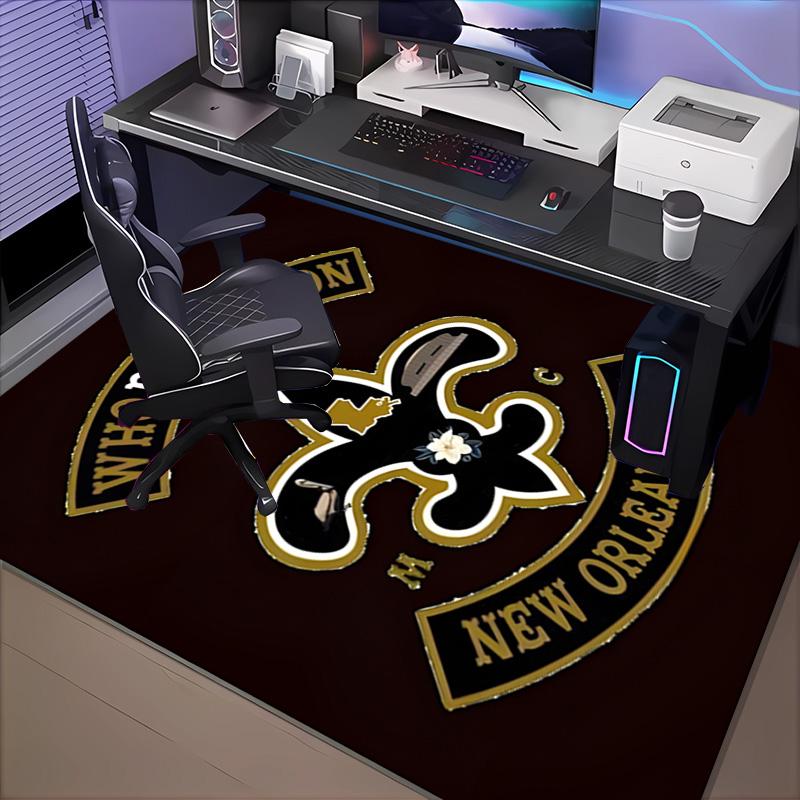 Who Dat Nation Football Rug Office Carpet Non-Slip Mat, Chair Rug Floor Covering for Gaming, Bedroom, Living Room , Home Decor Christmas Gift