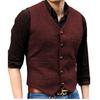 Men's Business Slim-Fit Single-Breasted Vest Youth Solid-Color V-neck Vest