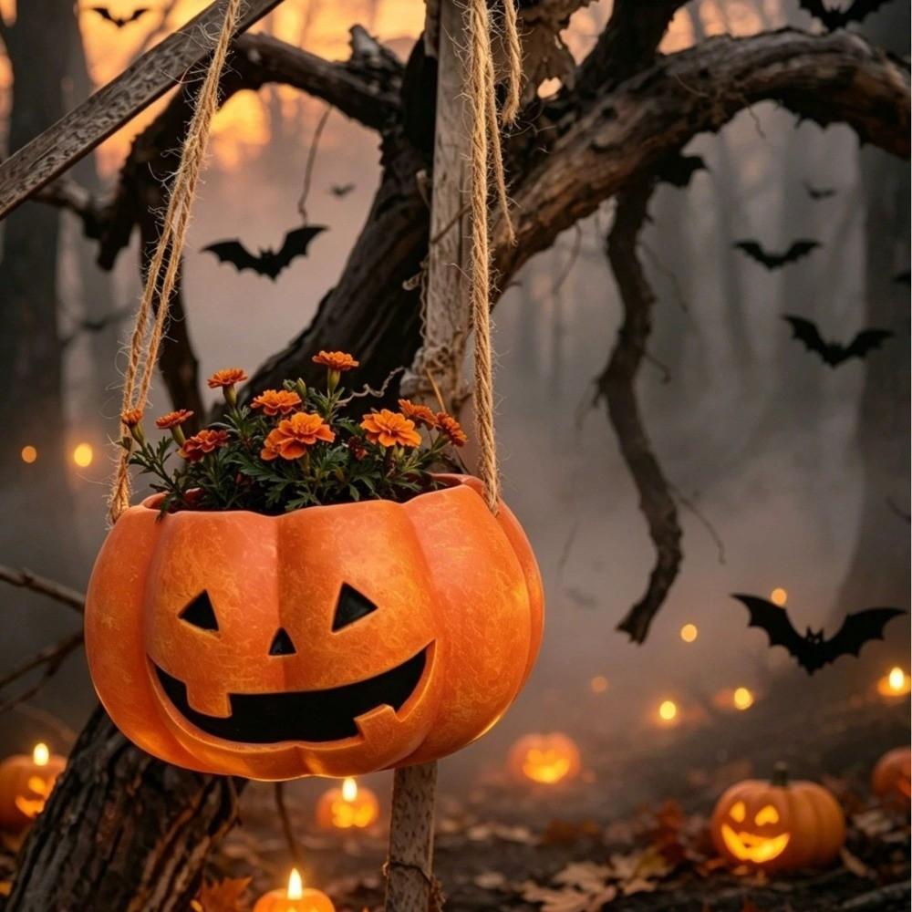 Succulents Halloween Flower Pot Creative Swing Pumpkin Plant Basket Apartment Decor