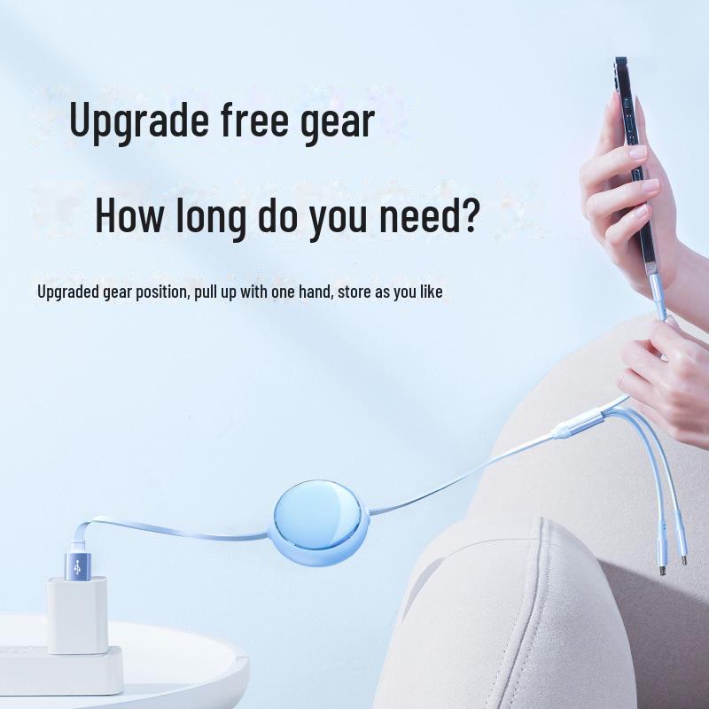 Многофункциональный кабель для быстрой зарядки 6 А, выдвижной, прозрачный, Macaron, для передачи данных - 100 Вт, три в одном, для зарядки в автомобиле