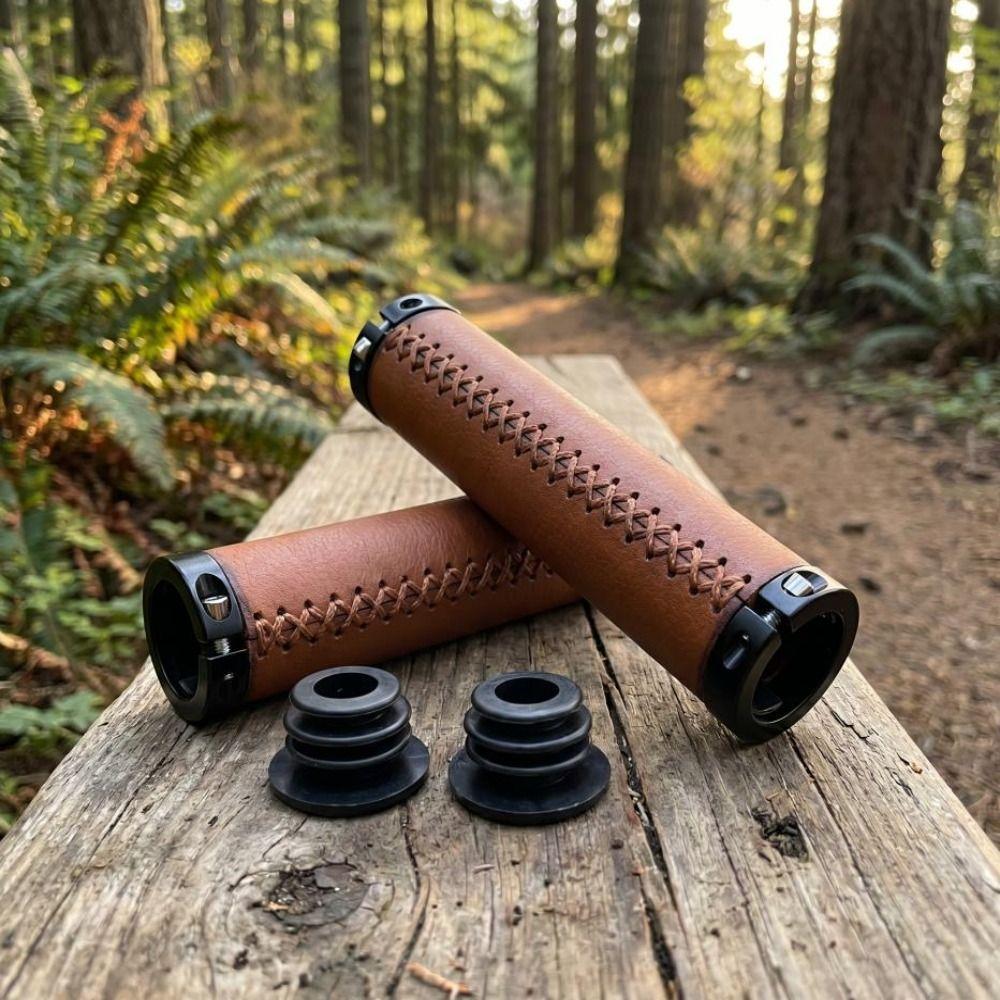 Leather Material Bike Leather Handle Cover Shock-absorbing Bike Cowhide Grip Bicycle Accessory
