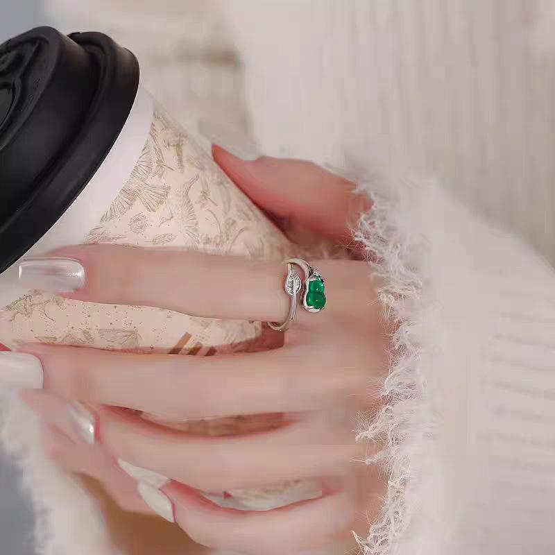 Элегантное кольцо в виде тыквы с цирконом: Женский регулируемый роскошный аксессуар на указательный палец