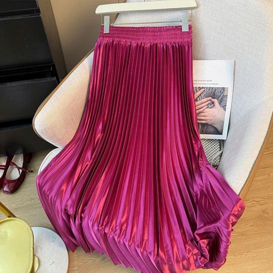 Юбка макси с высокой талией, глянцевая длинная юбка, однотонная, плиссированный дизайн, большой подол, юбка для танцев, для работы, отдыха, повседневной носки