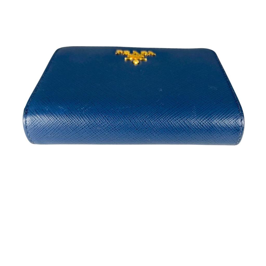 PRADA Zip around Safiano wallet leather blue Women 1ML018 Used