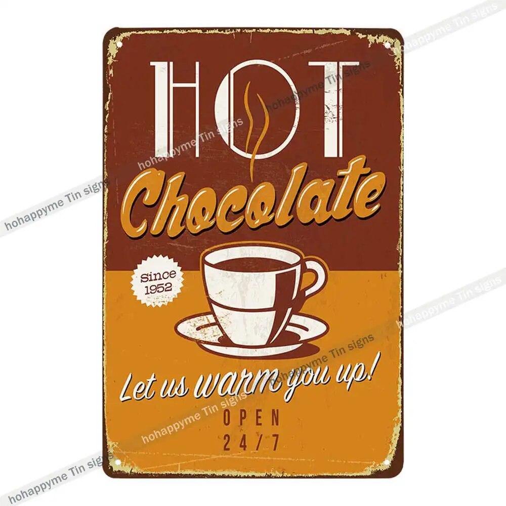 Coffee Vintage Signs Tin Metal Art Iron Painting Decoration Cafe Pub Club Bar Retro Poster Wall Stickers Home Decor 20x30cm